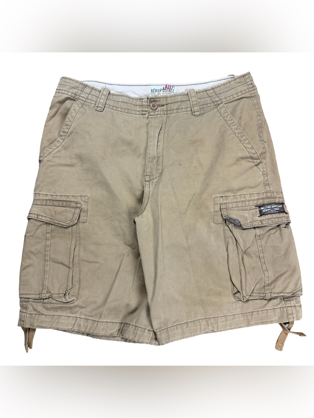 Mens Y2K Aeropostale New York Cargo Baggy Utility Military Tan Shorts Size 36